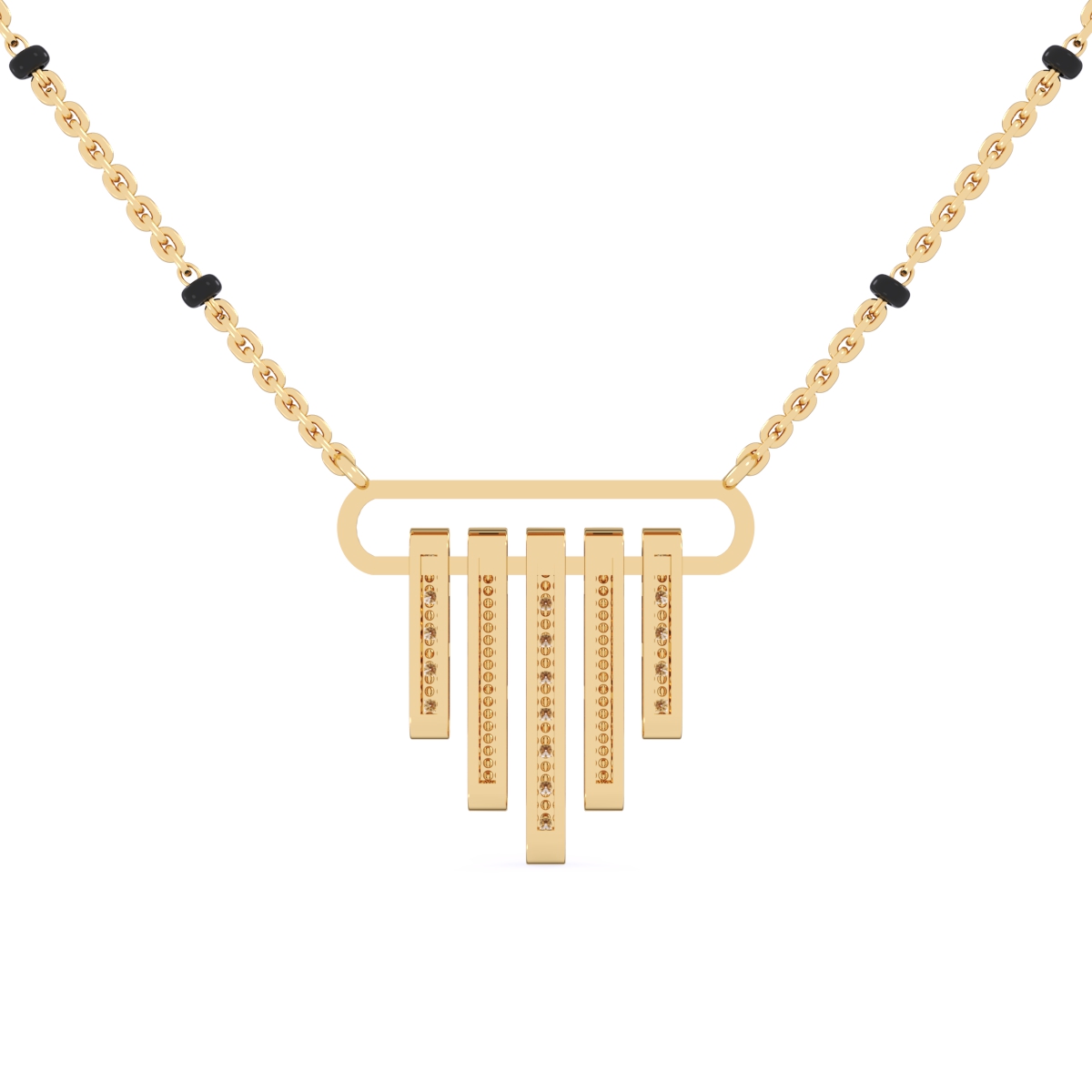 Attractive Round Bar Diamond Mangalsutra For Her